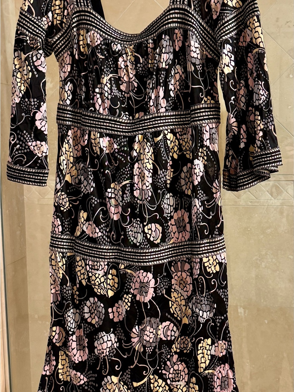 Missoni Black Floral Velvet Fit-and-Flare Dress